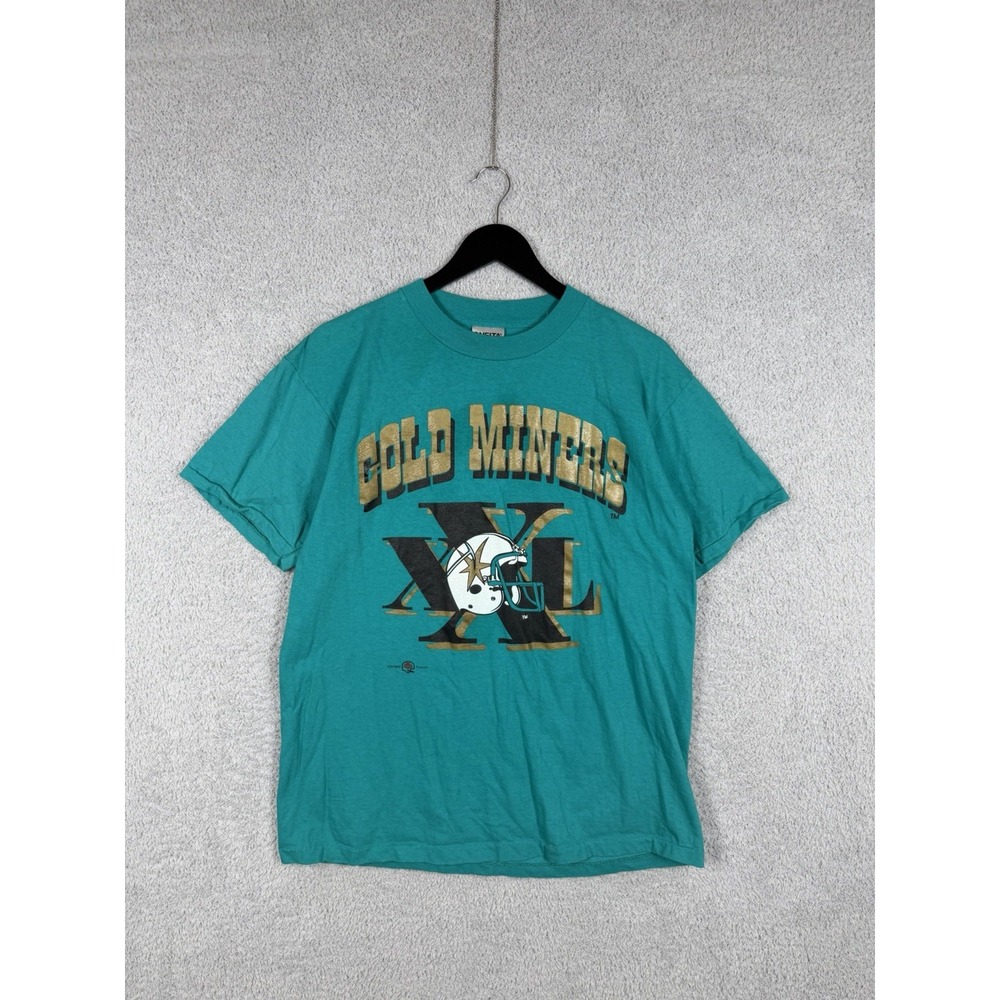 VTG Oneita Sacramento Gold Miners Men's‎ T-Shirt Size L Teal CFL